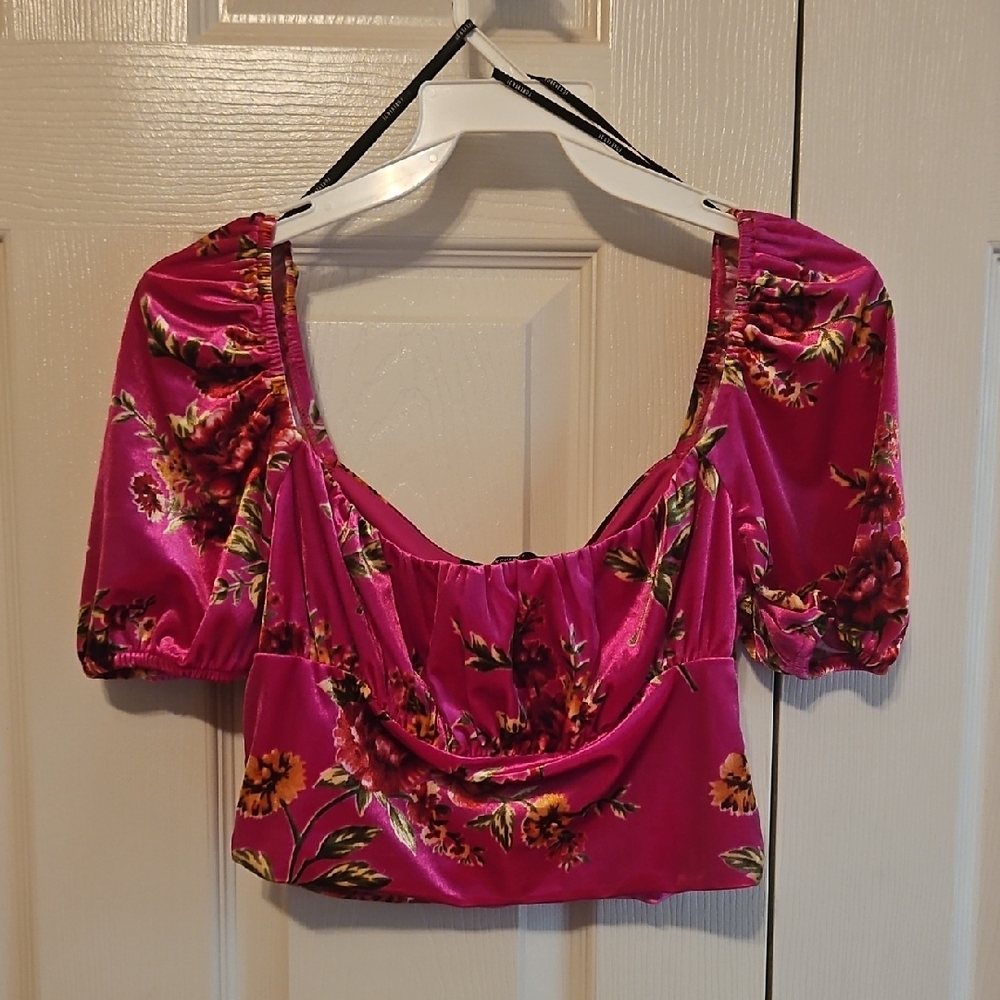 Pink Floral Crop Top